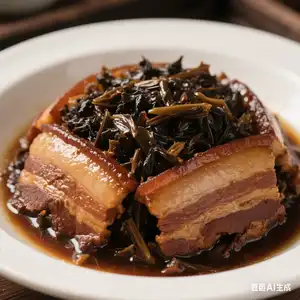 Svinjska potrbušina sa sušenim zelenim listovima / 梅菜扣肉